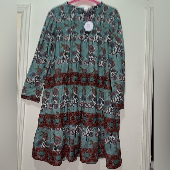 Victoria Dunn Peony Smocked Yoke Dress In Burnt Sienna Floral - Picture 9 of 13